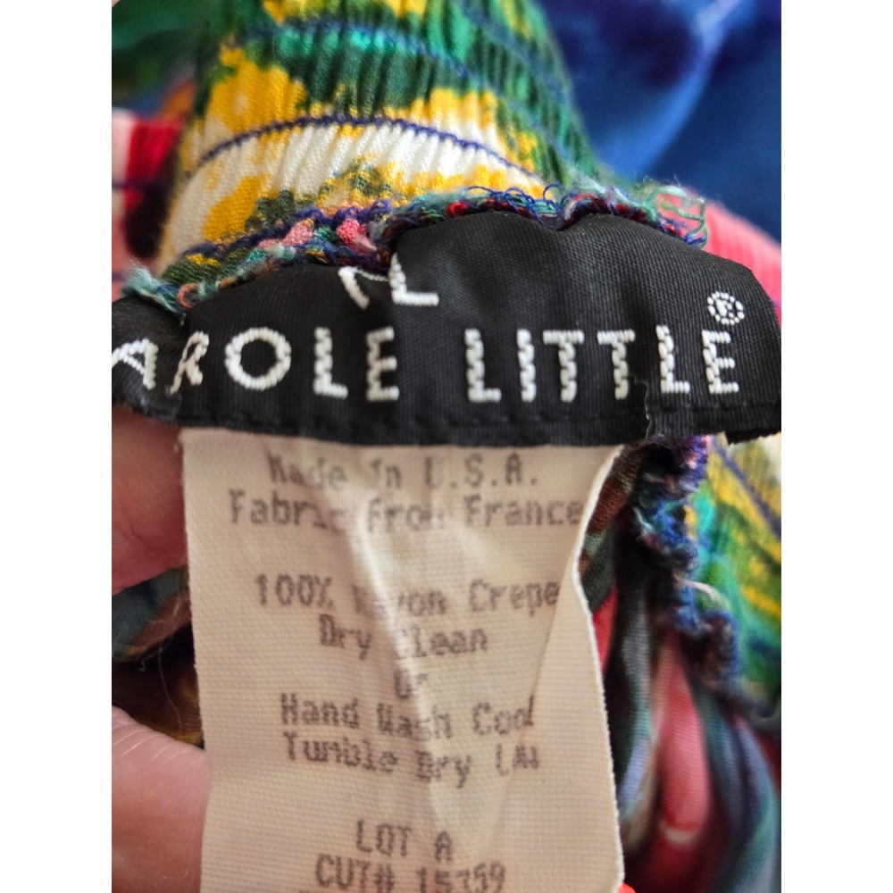 Vintage Carole Little Womens 4 Midi Skirt Multicolor Tropical Village Rayon USA - Picture 3 of 11